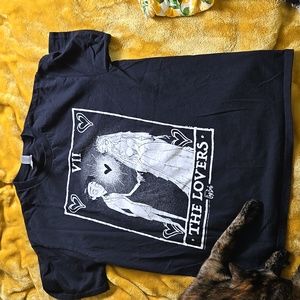 Corpse Bride "The Lovers" T-Shirt Mens Size M Black Tarot Card Graphic